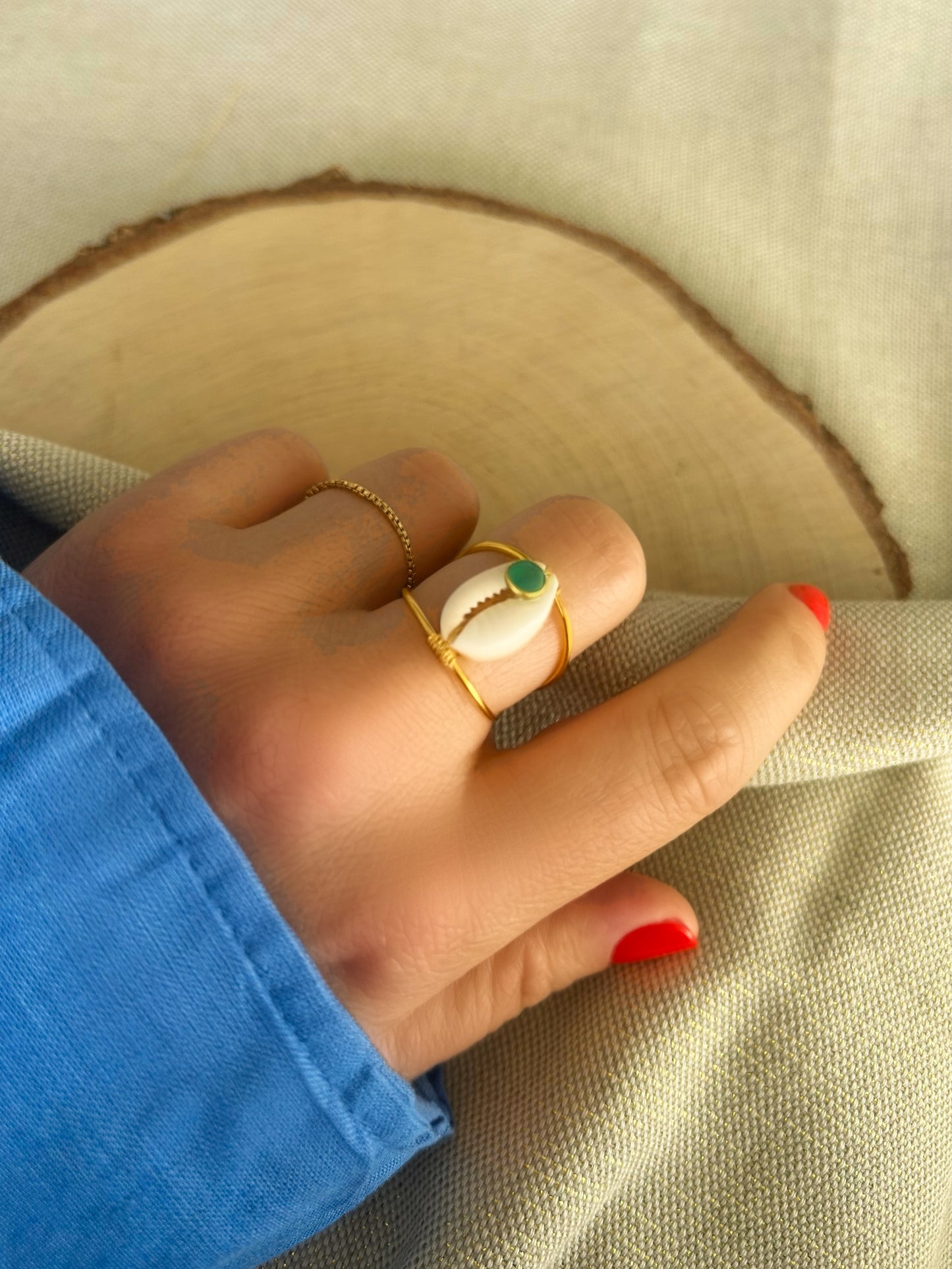Bague Sari verte - Plaqué or