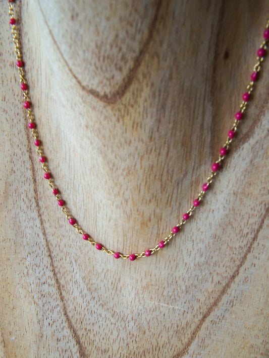 Collier Ivy - framboise