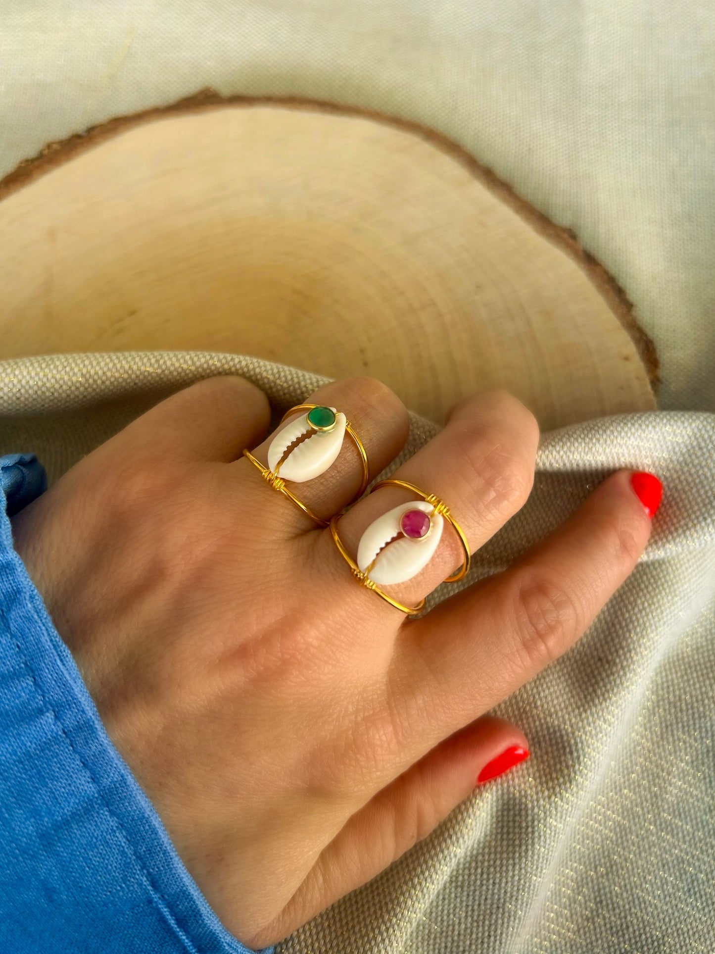 Bague Sari rose - Plaqué or