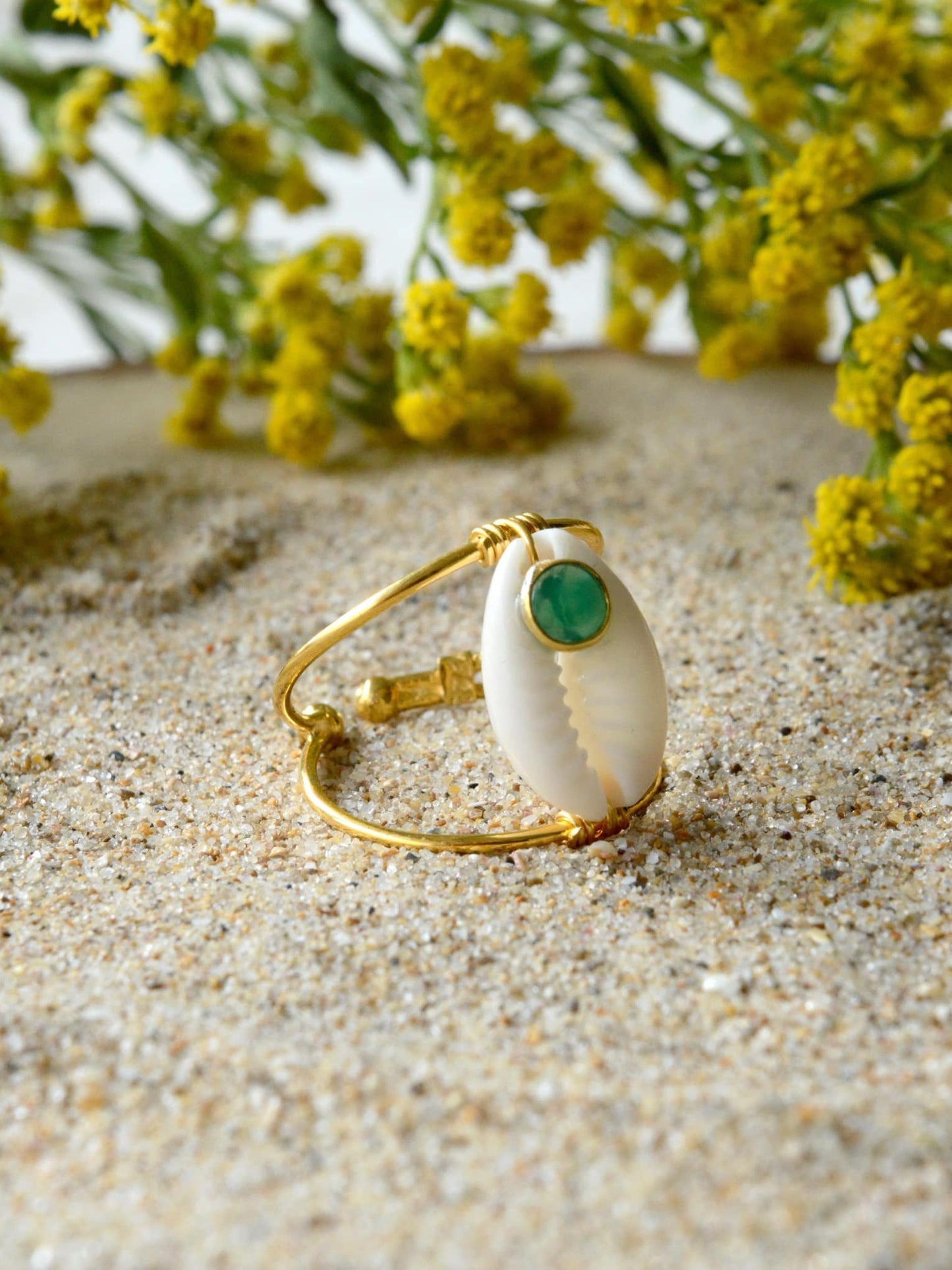 Bague Sari verte - Plaqué or
