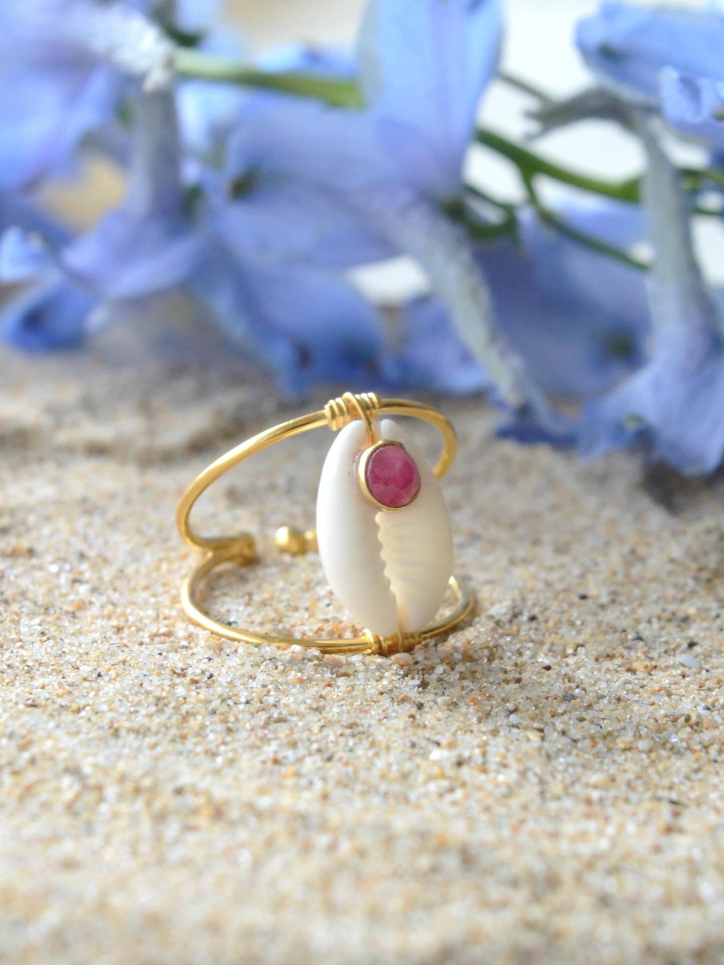 Bague Sari rose - Plaqué or
