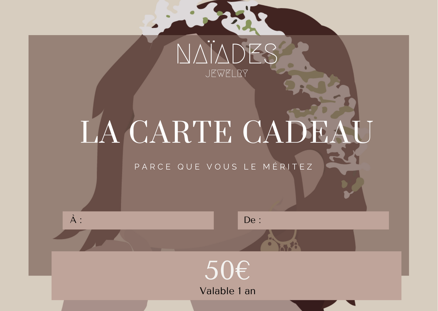 La carte-cadeau Naïades Jewelry