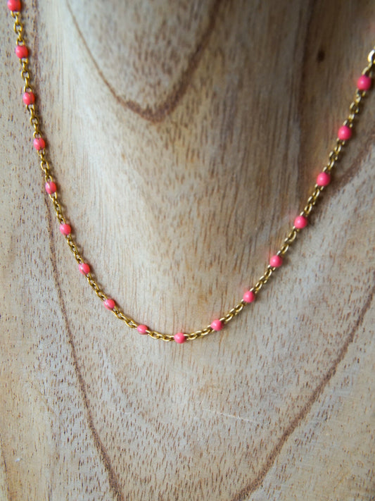 Collier Ivy - rose corail