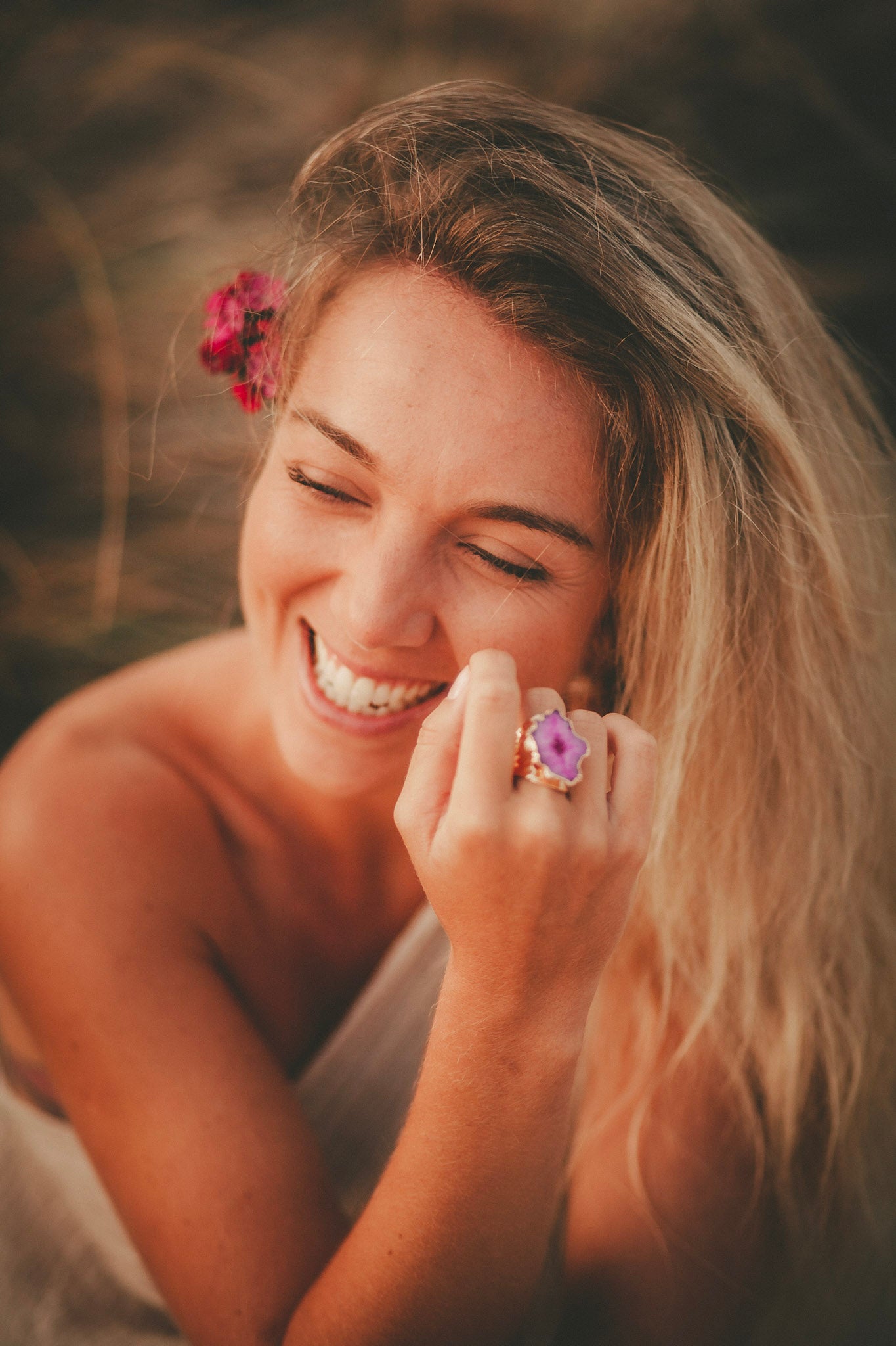 Bague Druzy - magenta