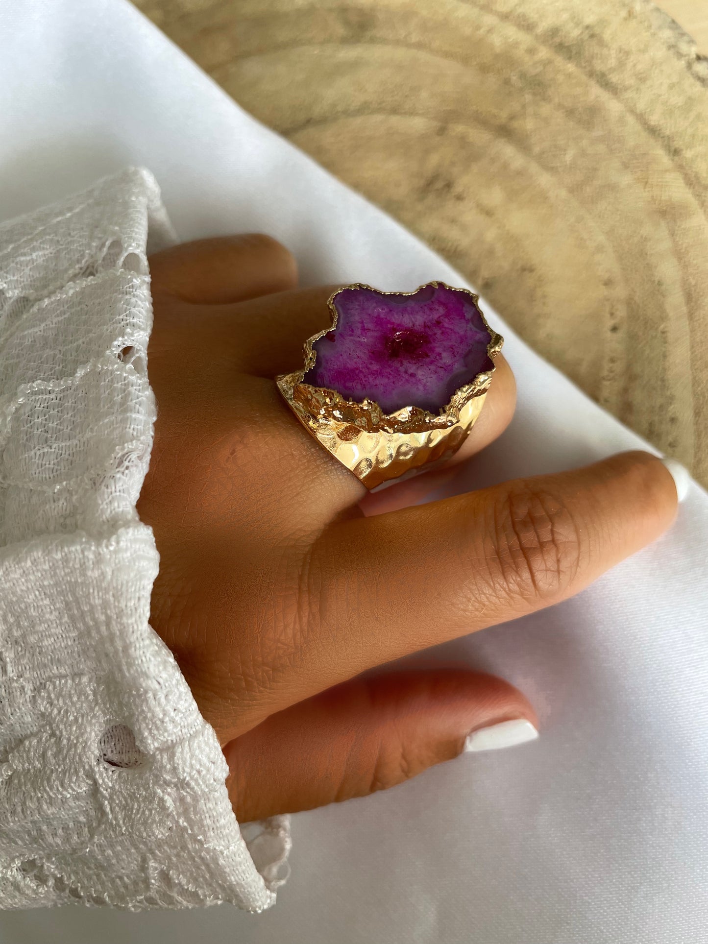 Bague Druzy - magenta