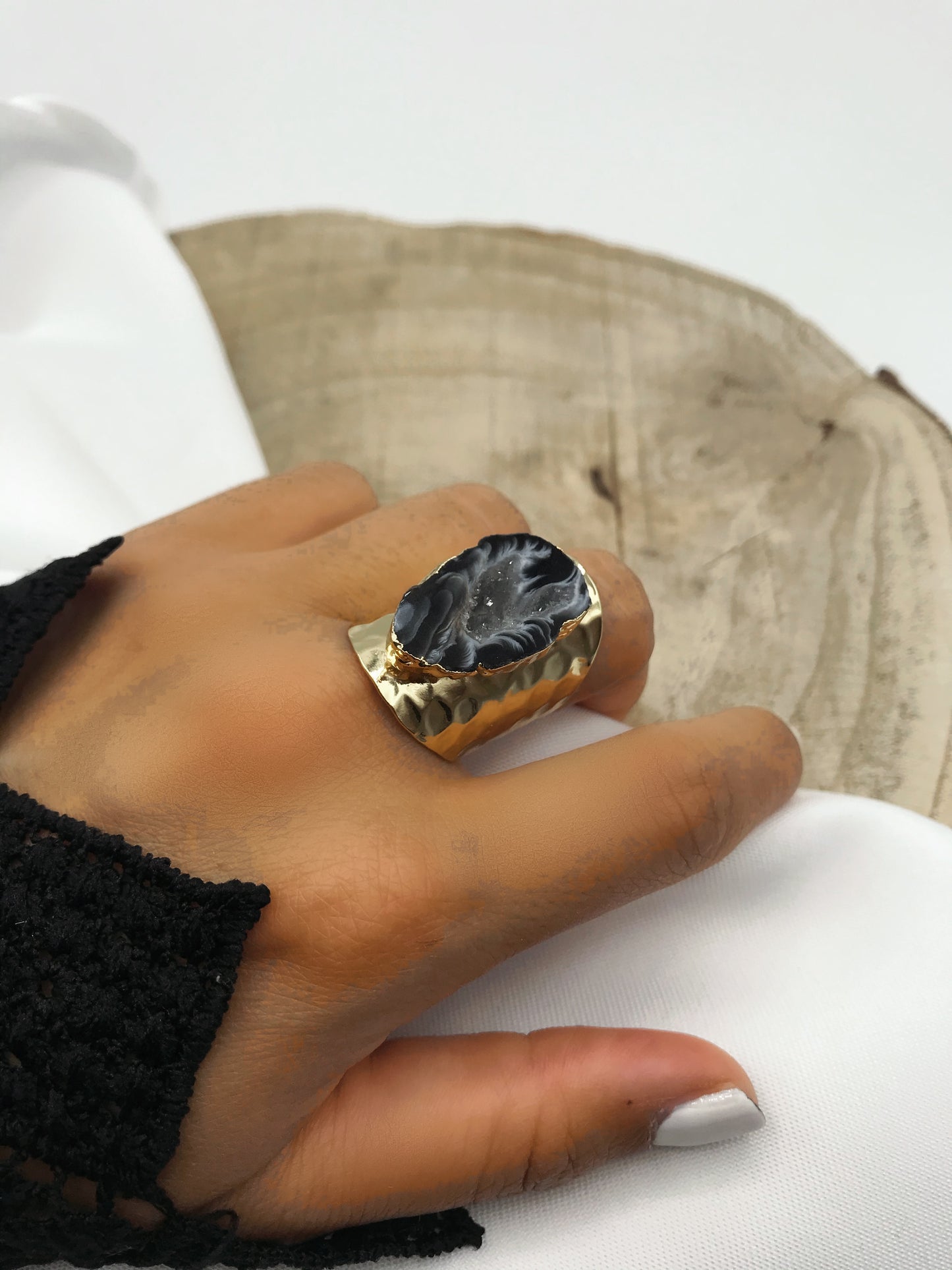 Bague Druzy - anthracite